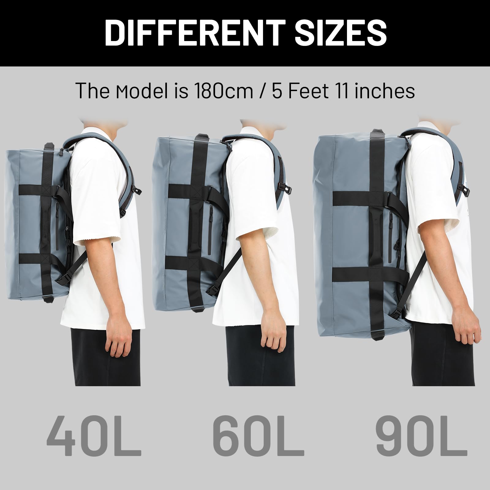MIER 40L/60L/90L Water Resistant Backpack Duffel, Heavy Duty Duffle Bags