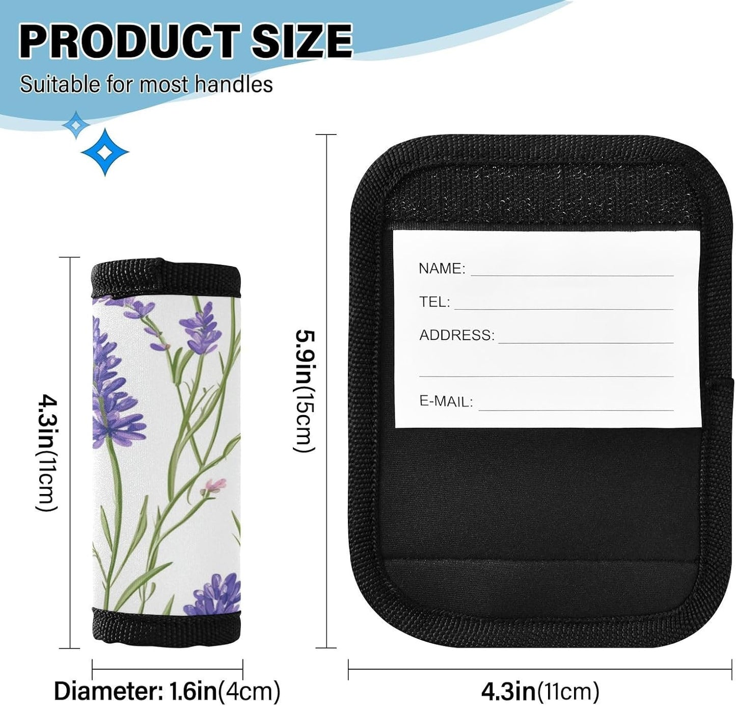 Cornflower and Lavender 4 Pack Luggage Handle Wraps Covers for Suitcase Identifiers Bag Tags Travel Accessories