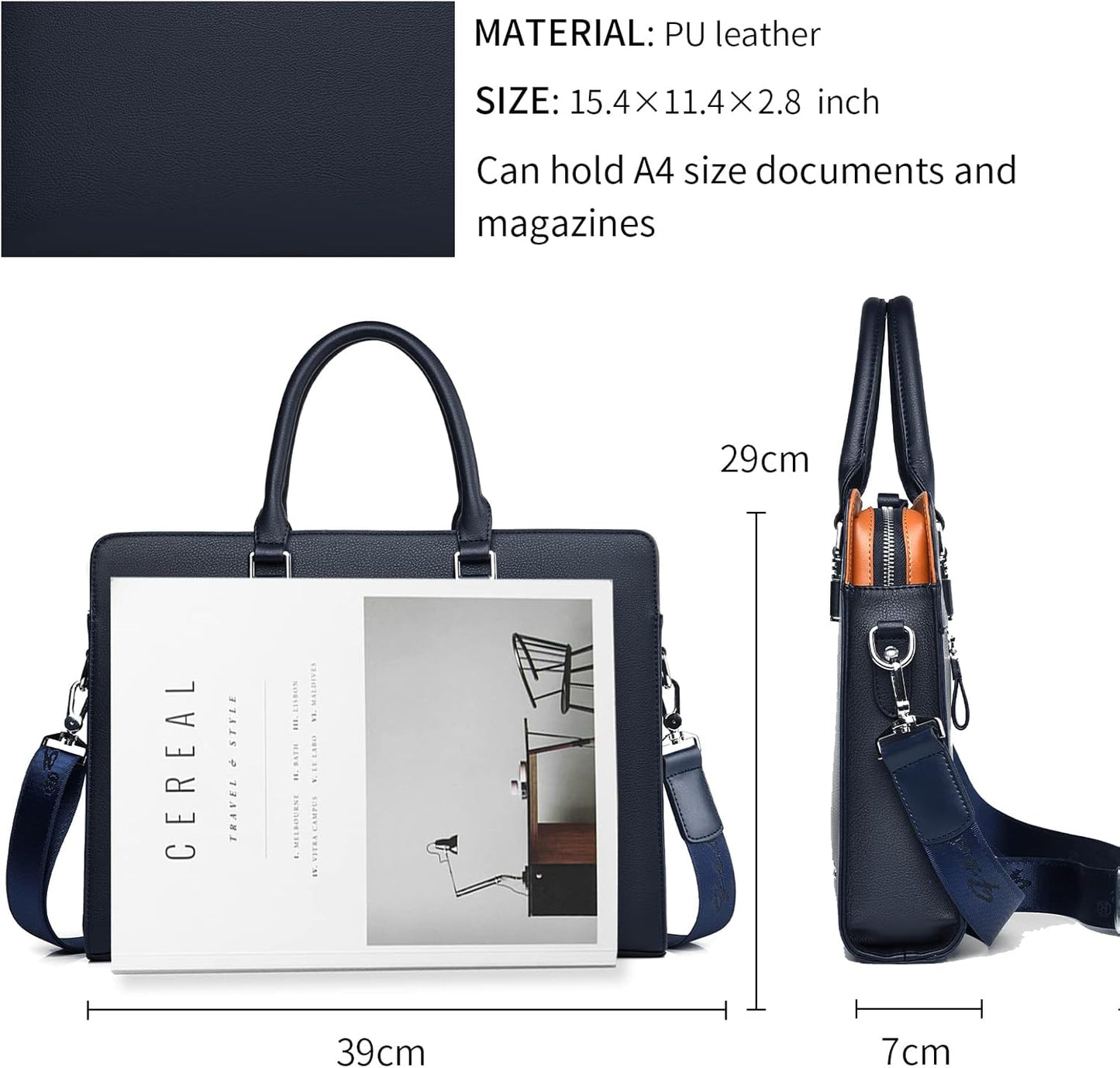 FSD.WG]Business Bag Leather Briefcase Shoulder Laptop Business Bag for Men