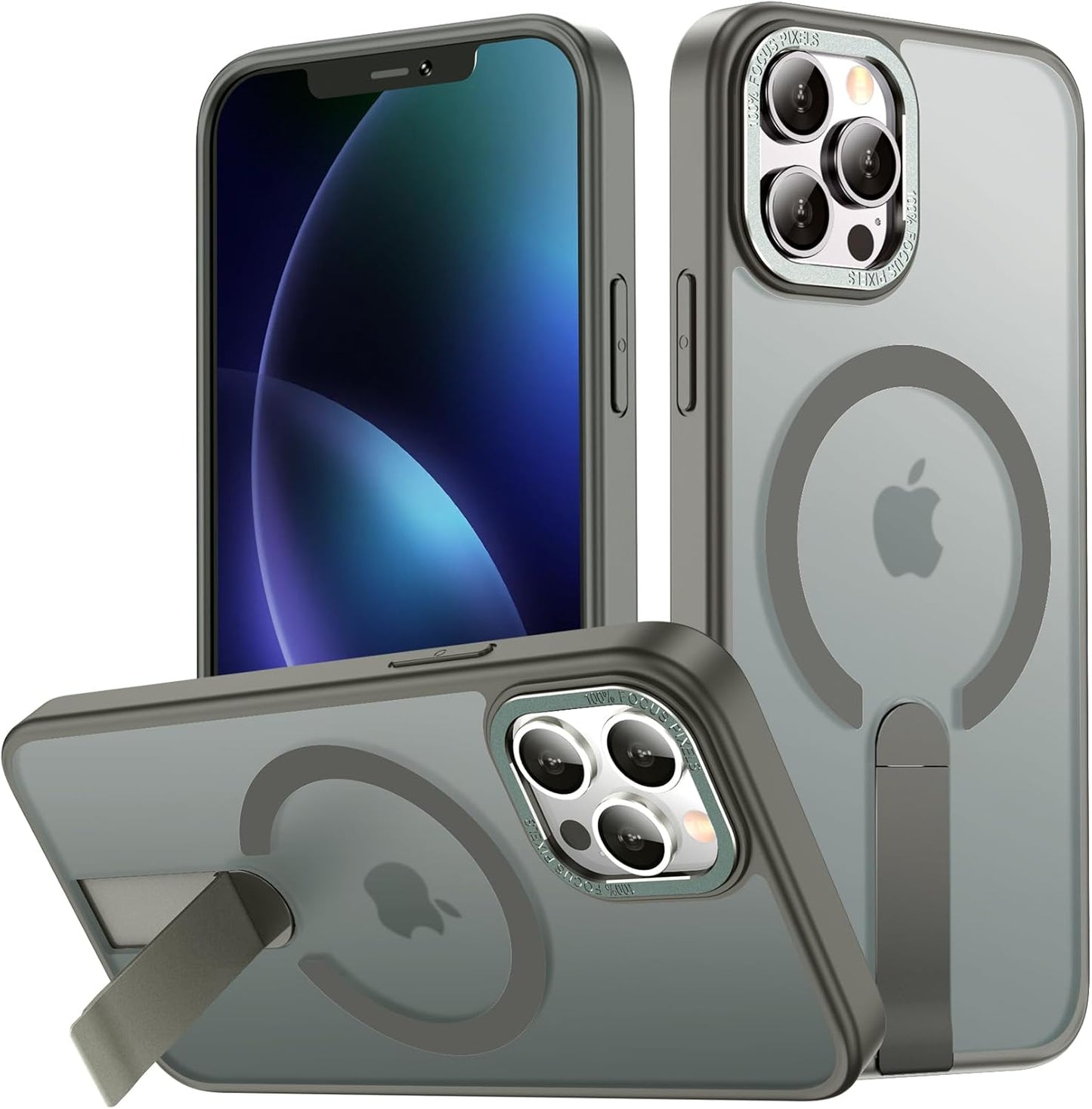 for iPhone 13 Pro Max Case with Kickstand, Compatible with MagSafe, [Invisible Stand] Anti-Slip Shockproof Military-Grade Protection, Magnetic Phone Case for iPhone 13Pro Max (Gray)