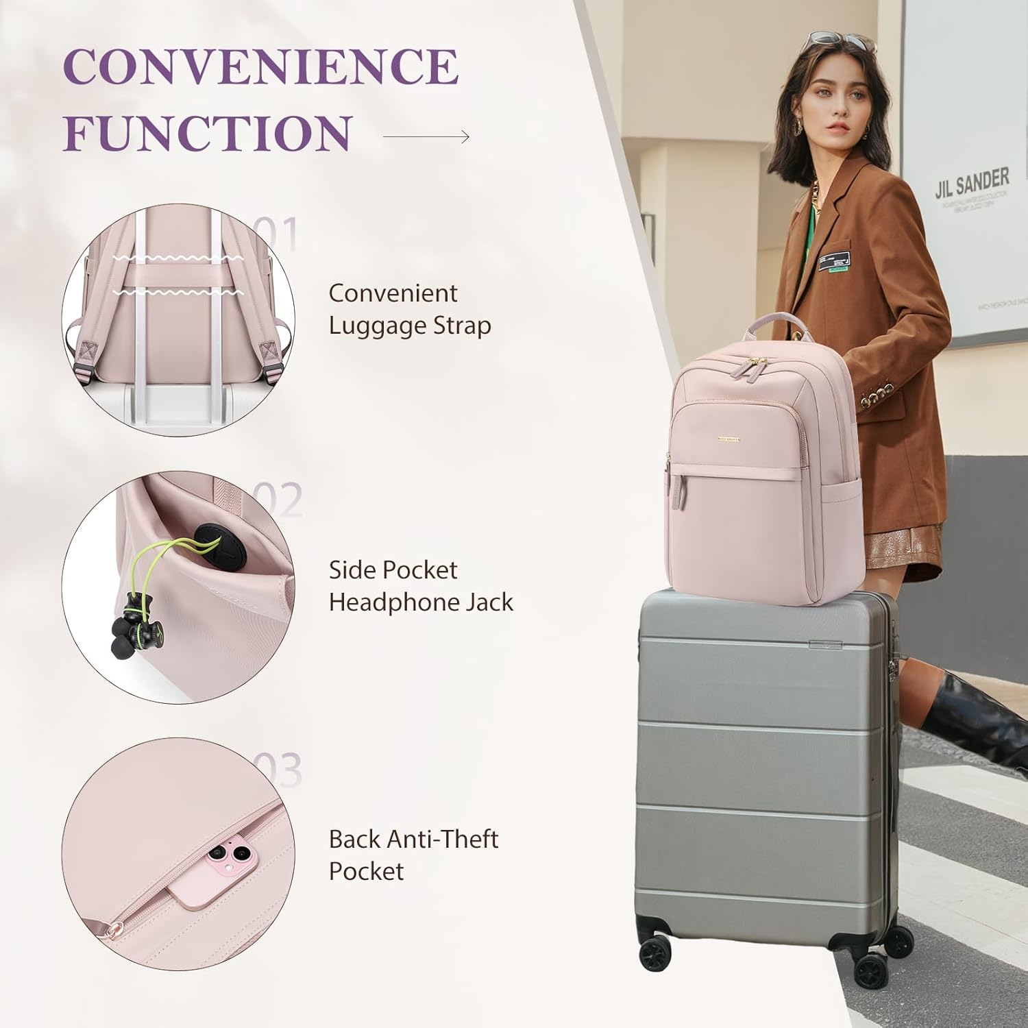 Travel Backpack for Women Personal Carry On Bag Business Weekender Hiking Multilayer Laptop Bag,16