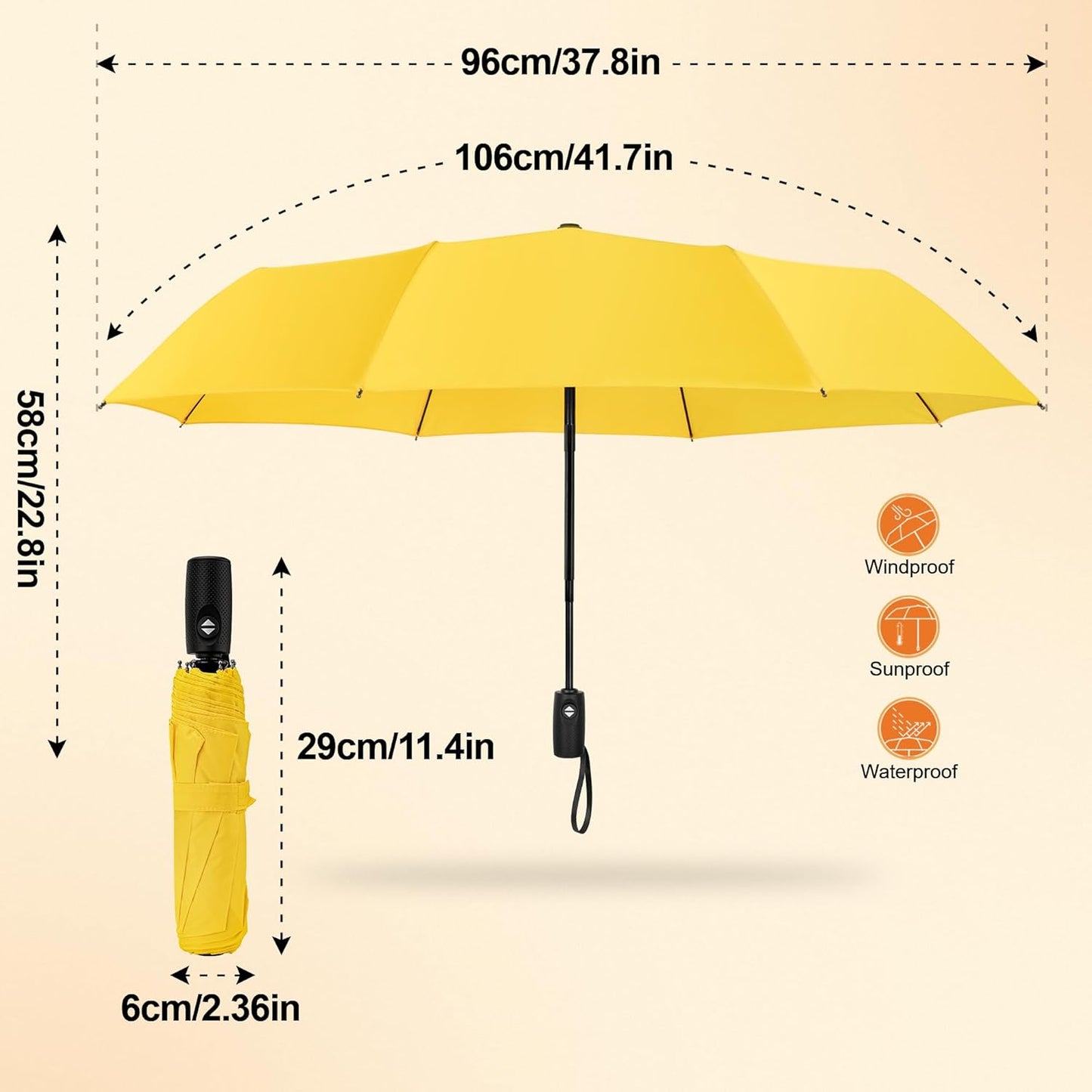 ZOMAKE Compact Golf Umbrella 42/54/62 Inch,Large Golf Umbrellas Windproof Automatic Open Portable Collapsible Travel Umbrella for Men Women