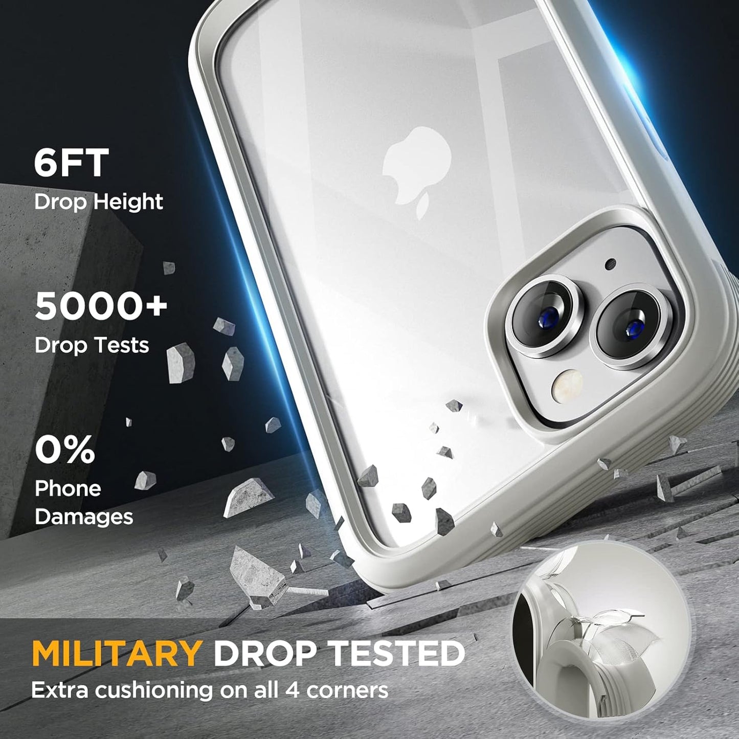 Miracase Glass Series Designed for iPhone 14 Plus Flip Case 6.7 inch, 2023 Upgrade Full-Body Clear Flip Case with Card Holder,White
