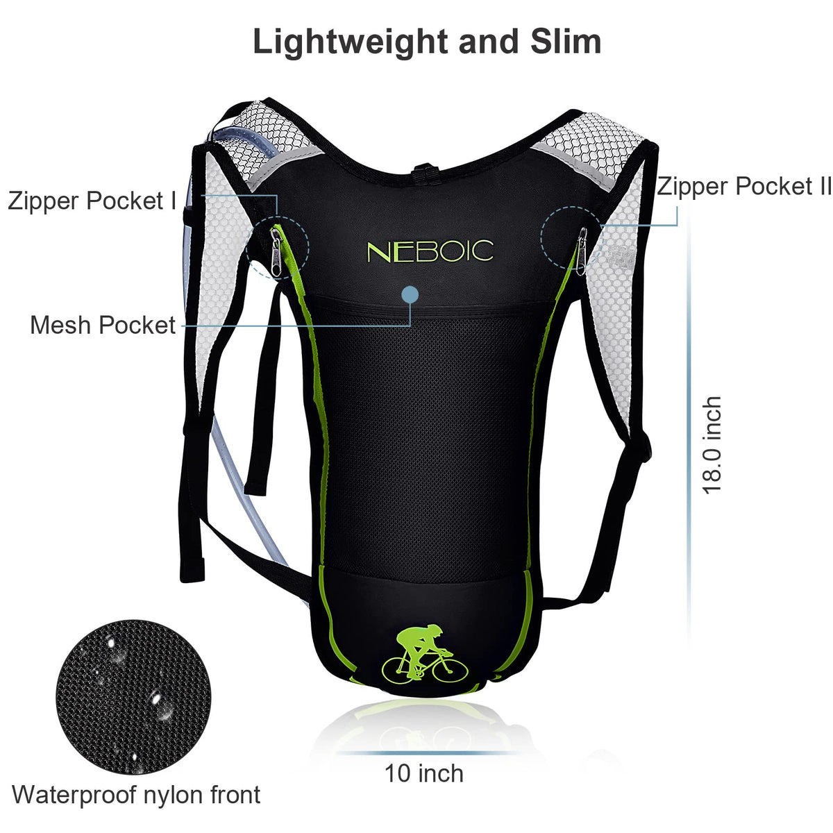 Neboic 2Pack Hydration Backpack Pack with 2L Hydration Bladder - Lightweight Water Backpack Keeps