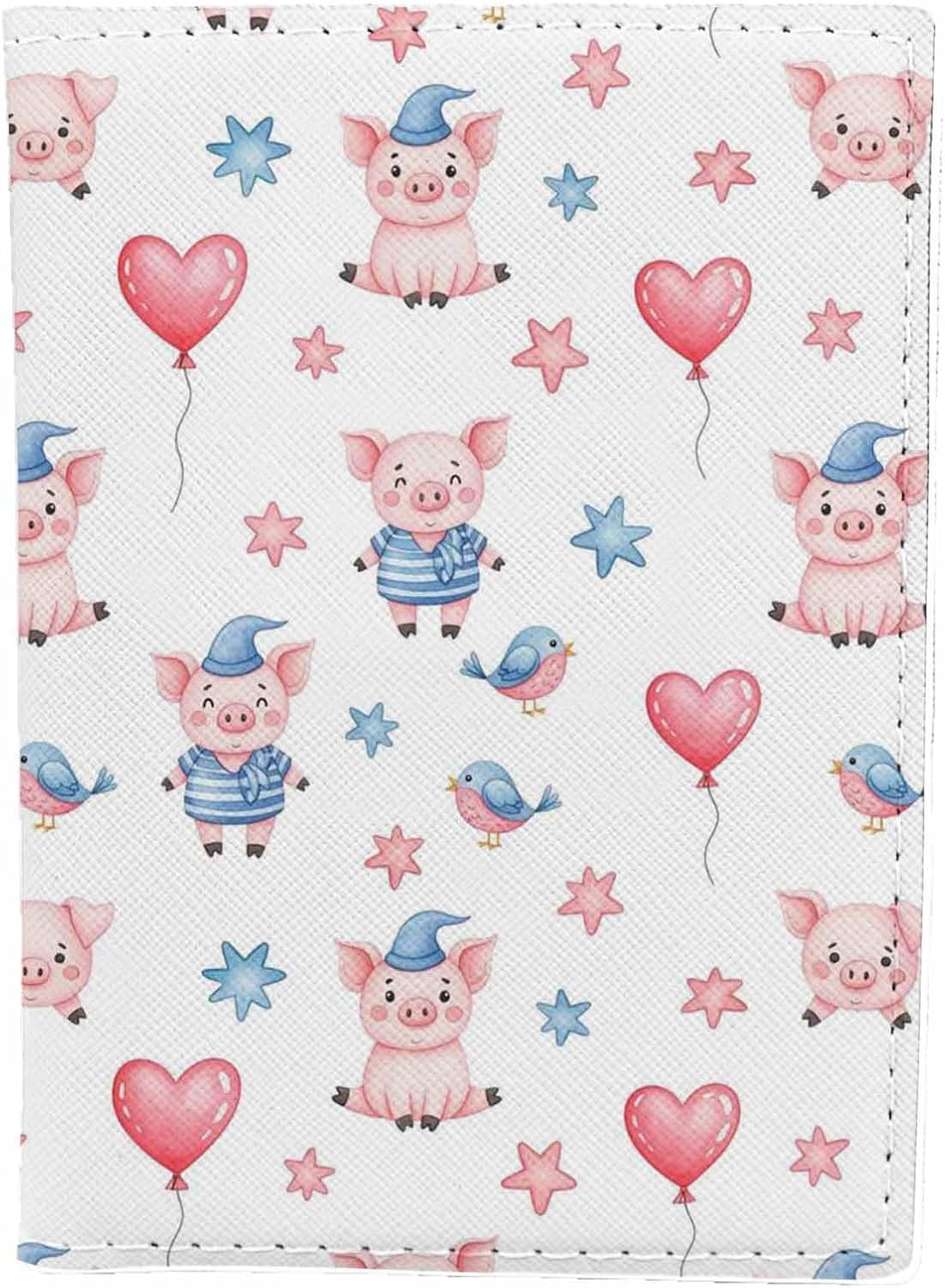 Cute Pig Passport Holder for Travel Love Happy Fashion Art PU Leather Passport Cover Wallet Cute Passport Card Holder for Women and Men