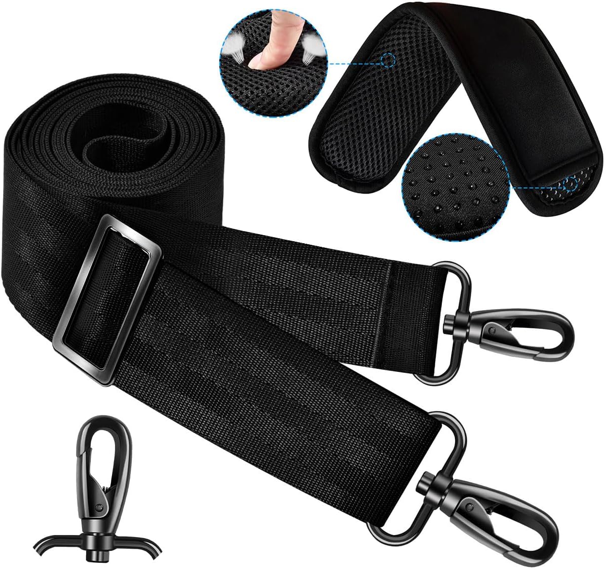 ZINZ 60 Inch Shoulder Strap with Removable Ultra-Thick Pad, Adjustable Buckles Shoulder Crossbody Strap for Luggage Bag