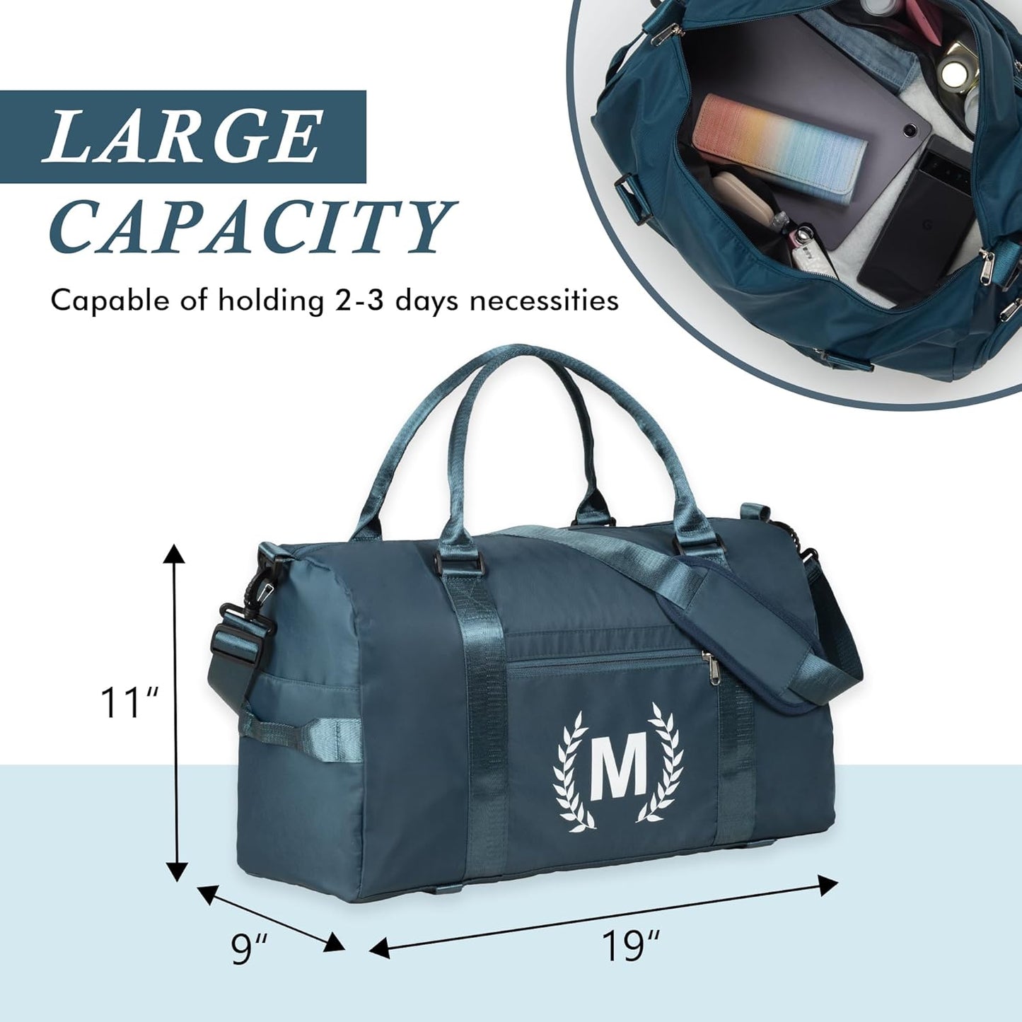 Gym Bag for Women, Personalized Duffle Bag with Shoe Compartment, Sports Bag for Yoga & Dance with