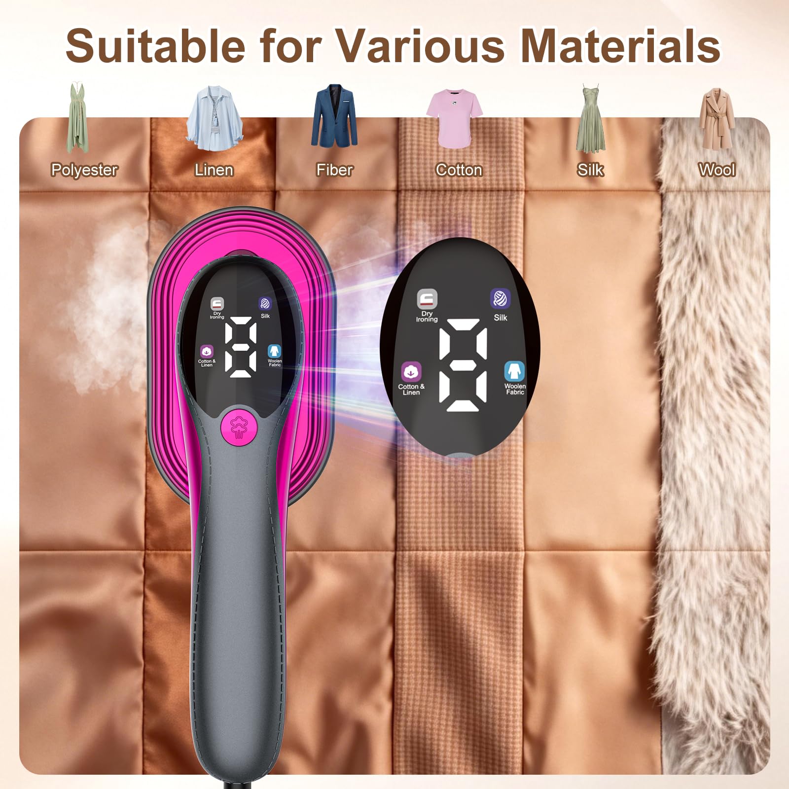 KOKABI Travel Steamer for Clothes, Portable 2 in 1 Dry Steam Iron Handheld