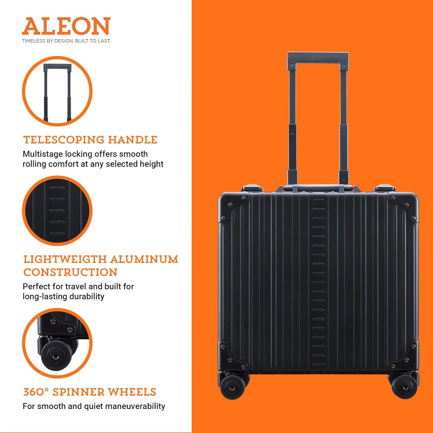 All Aluminum Lightweight 17" Deluxe Rolling Laptop Catalog Case for Men and Women | Vertical Opening Carry-On Bag with TSA Locks and Aircraft-Grade Aluminum Frame - Optimal Travel Companion (Onyx)
