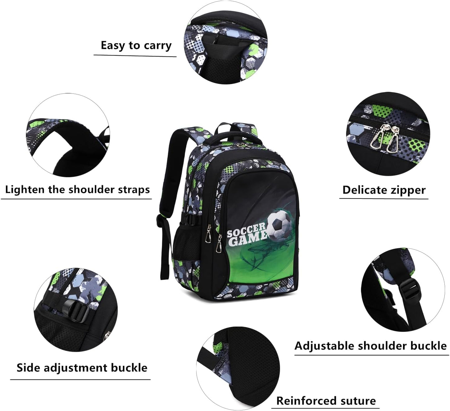 Lmwzh Backpack For Boys Elementary School Bags Kids Bookbag Waterproof Lightweight Durable Green