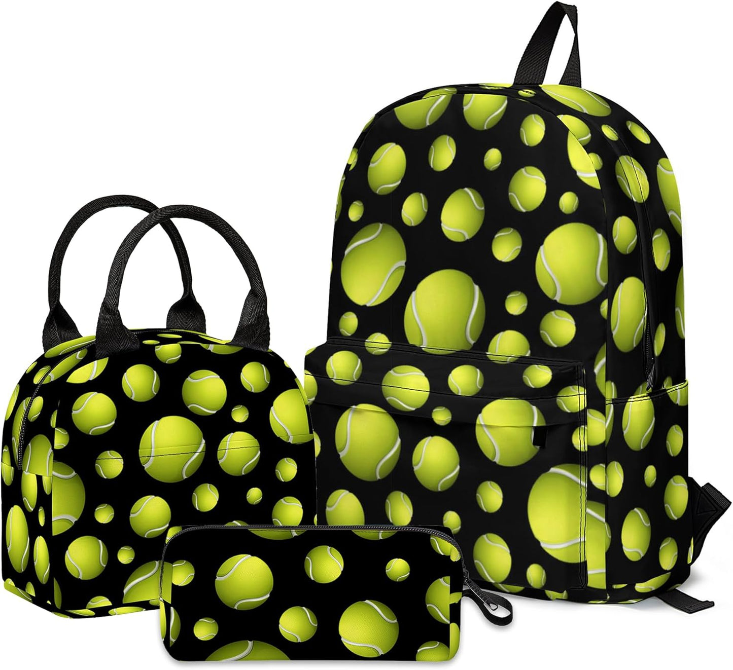 3Pcs Backpacks for Boys Girls, Kids Backpack with Lunch Box Pencil Case, 17 Inch Backpack Set Large Capacity Bookbag School Bag for Teen Elementary Middle High School （ Black Tennies ）