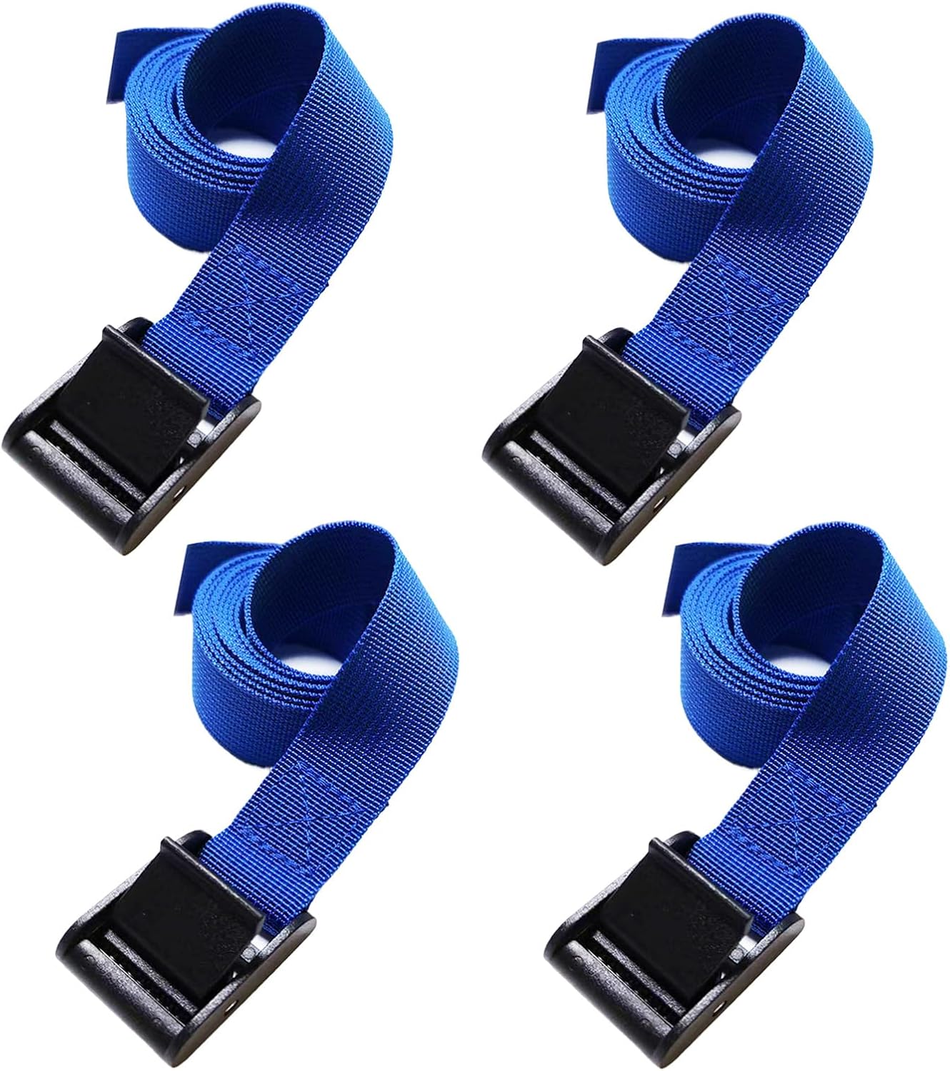 4PCS Tie Down Straps, 1 inch Wide Lashing Straps with Buckles, Adjustable Cam Buckle Cinch Straps Suitable for Motorcycle, Cargo, Trucks,Trailer,Luggage, Car Roof Rack (Blue, 1"*14.8')