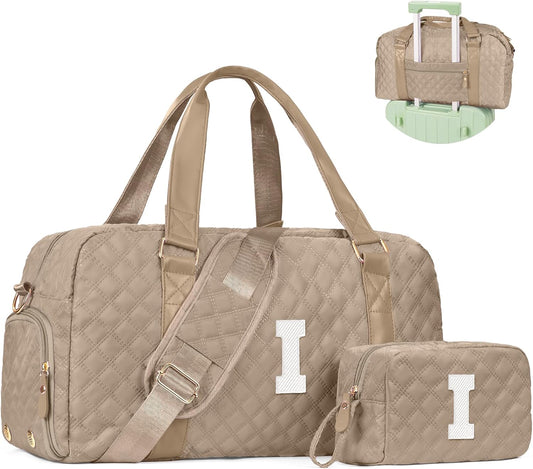 Initial Duffle Bag Women Girls Gift: Personalized Travel Gym bags, Dance Cheer bag Sports for Girl, Kid Gymnastics Bags, Birthday Gifts for Women Girls Kids Teens Mom Teacher