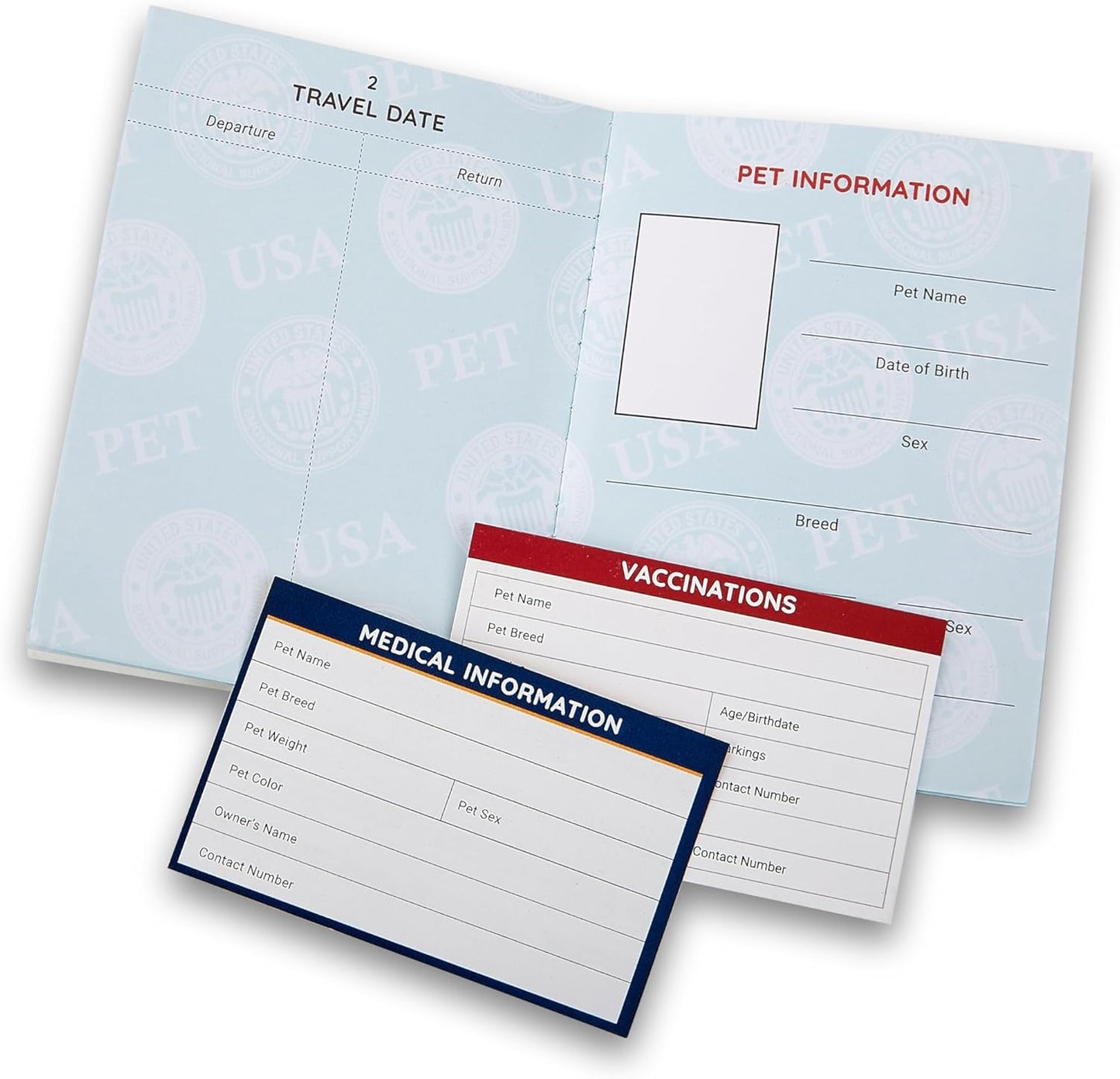 Support Pets International Pet Passport – Official Pet Travel Document Holder – Blue Passport Cover for Emotional Support & Service Animals – Secure Plastic Organizer for Vet Records, ID