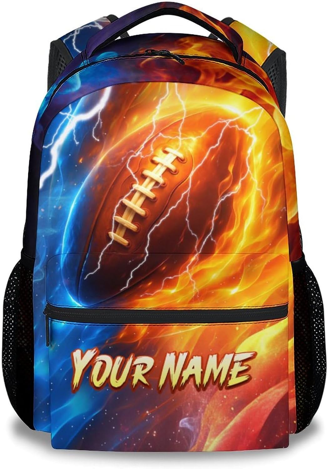 Kids Backpack, Personalized Football Backpacks for Boys, 17" Sports Bookbag for Primary, Custom Back to School Bag for Youth