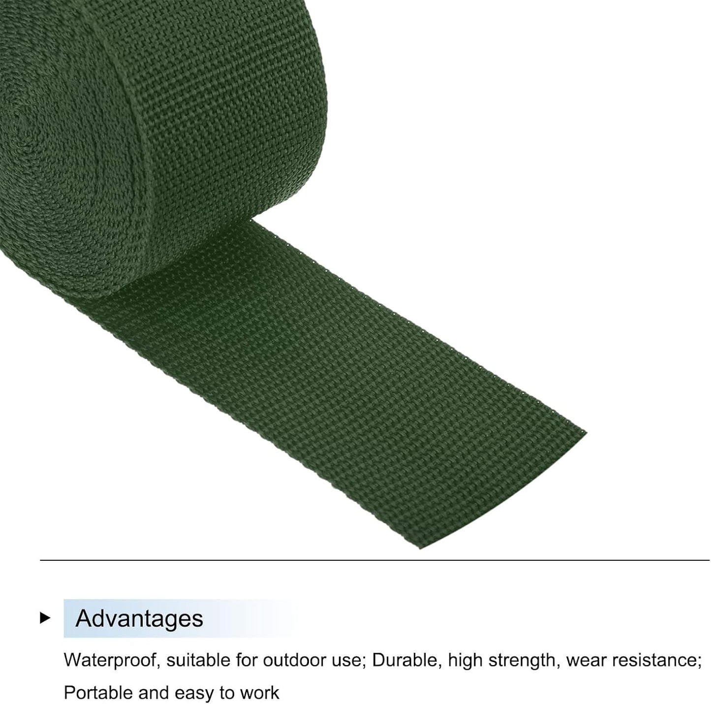 MECCANIXITY Lightweight Polypropylene Webbing Strap 2" 5 Yard Backpack Strapping Band Army Green for Outdoor Luggage Cargo Straps
