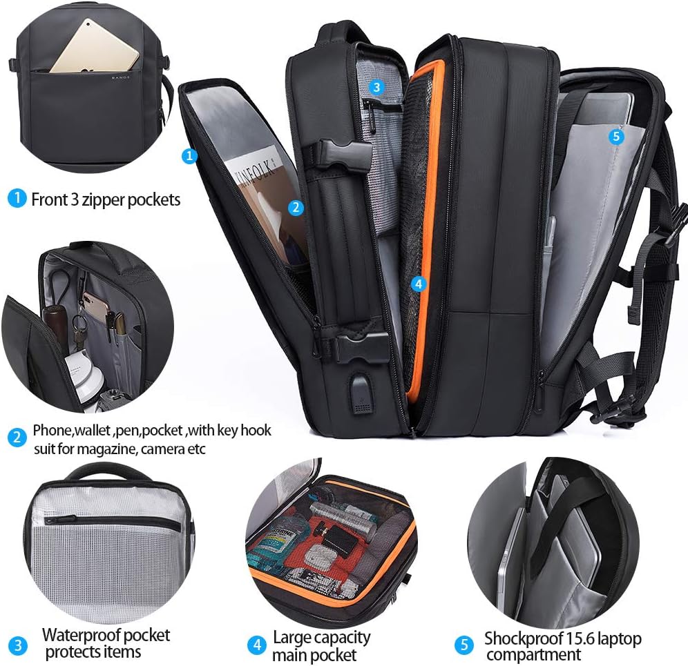 35L Travel Backpack,Flight Approved Carry On Backpack for International Travel Bag, Water Resistant Durable 17-inch Laptop Backpacks,Large Daypack Business Weekender Luggage Backpack for Men Women