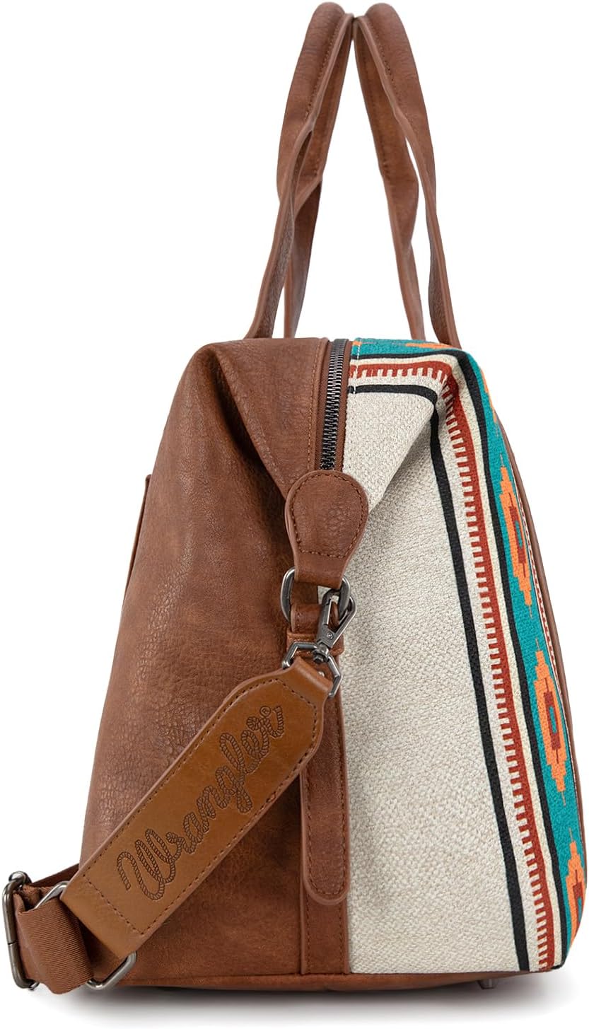 Wrangler Duffel Bag for Women Large Travel Weekender Bag Designer Aztec Carry On Bags, Beige