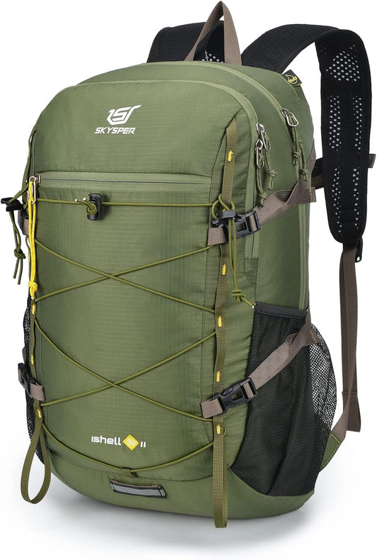 SKYSPER Packable Hiking Backpack 30L Lightweight Daypack Travel Backpacks for Women Men（Green）