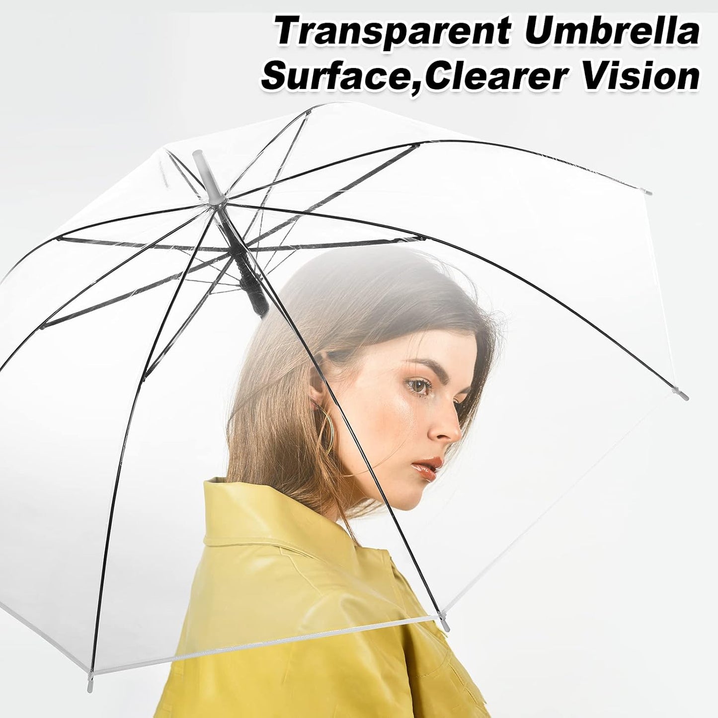 Reginary 30 Pieces Wedding Umbrellas Bulk Auto Open Stick Umbrellas with White European J Hook Handle Windproof Large Canopy Umbrella for Outdoor Wedding Bride Groom Photography Golf