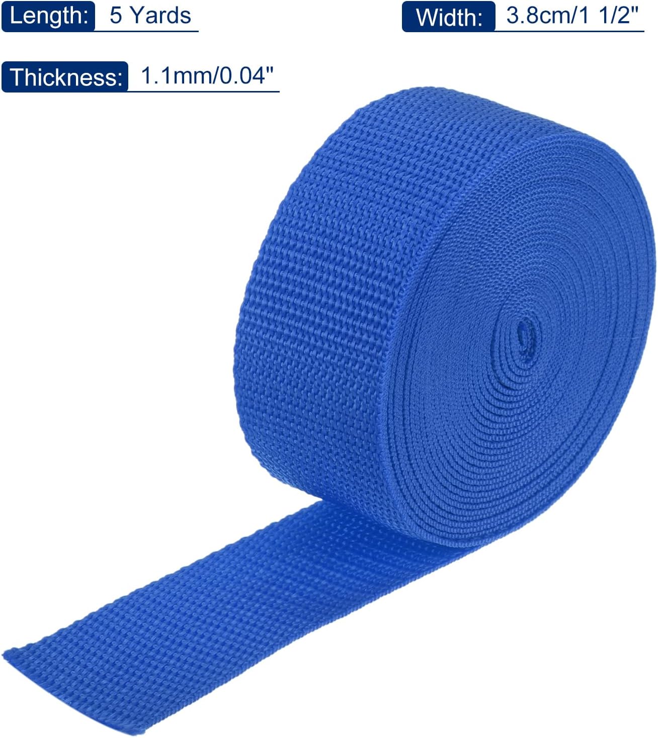 MECCANIXITY Lightweight Polypropylene Webbing Strap 1 1/2" 5 Yard Backpack Strapping Band Blue for Outdoor Luggage Cargo Straps