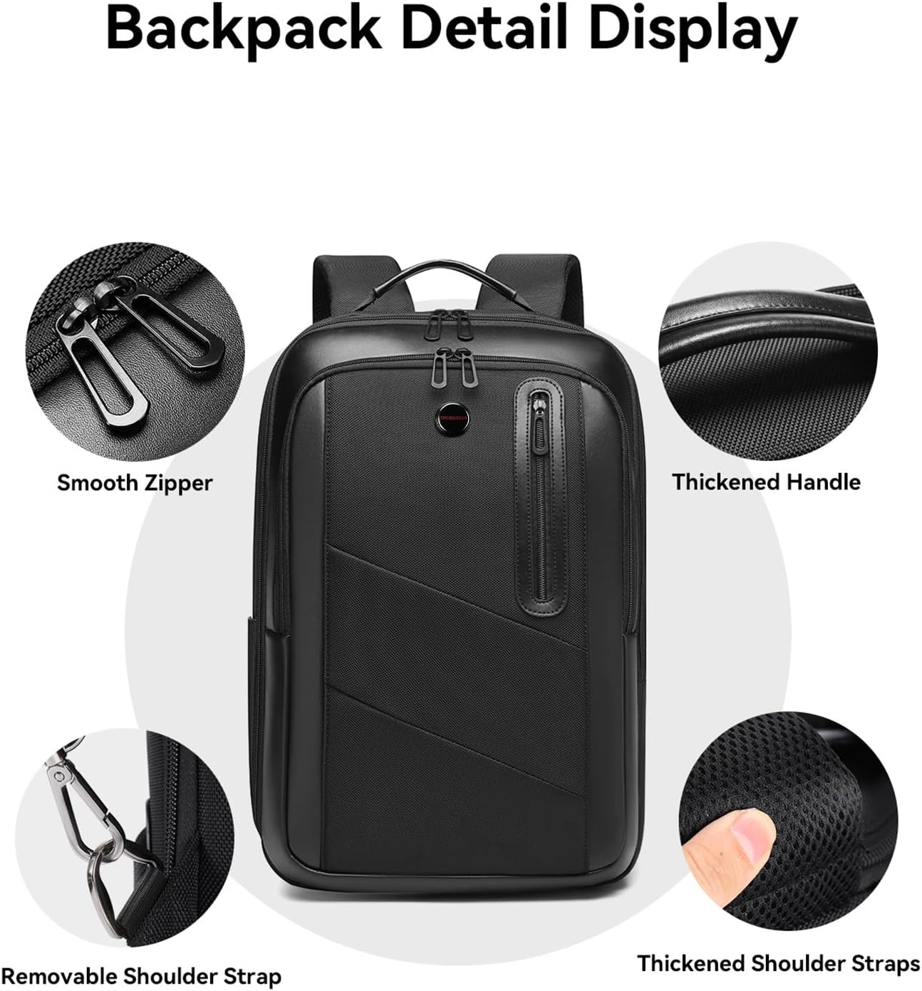 CROSSGEAR Business Backpack for Men Travel Backpack 180° Commuter Classic Water Resistant Bag Daypack for Work,Black