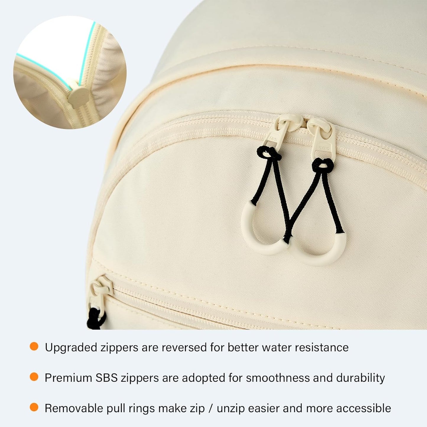Carry On Travel Backpack For Women, 18 Inch Water Resistant Large Backpack Lightweight Bookbag For Men, 8x14x18 Personal Item Bag Casual Daypack Backpacks For Work Office Commuter (Offwhite)
