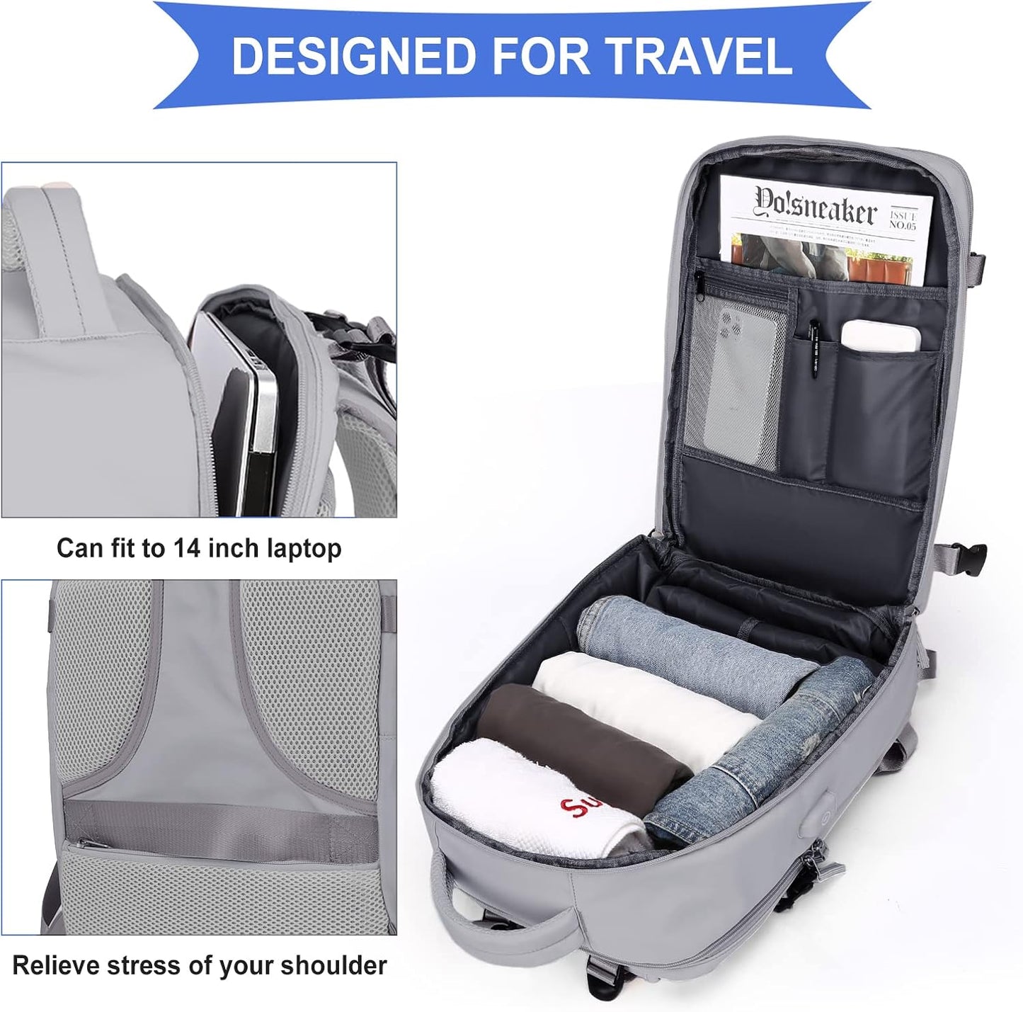 coowoz Travel Backpack For Women Men,Carry On Backpack,Hiking Backpack Waterproof Outdoor Sports
