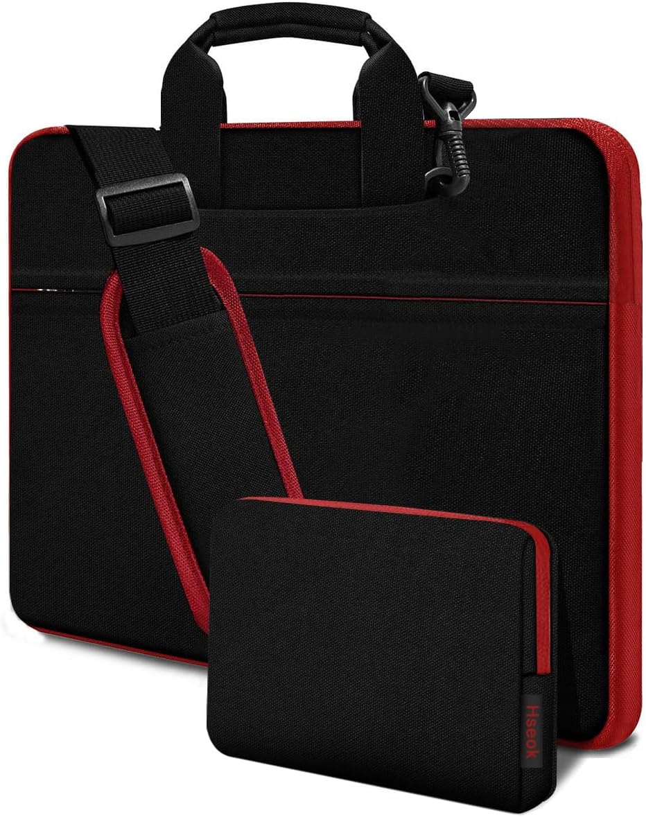 Hseok Laptop Shoulder Bag 17-17.3 inch Case, Durable Shockproof Protective Briefcase with