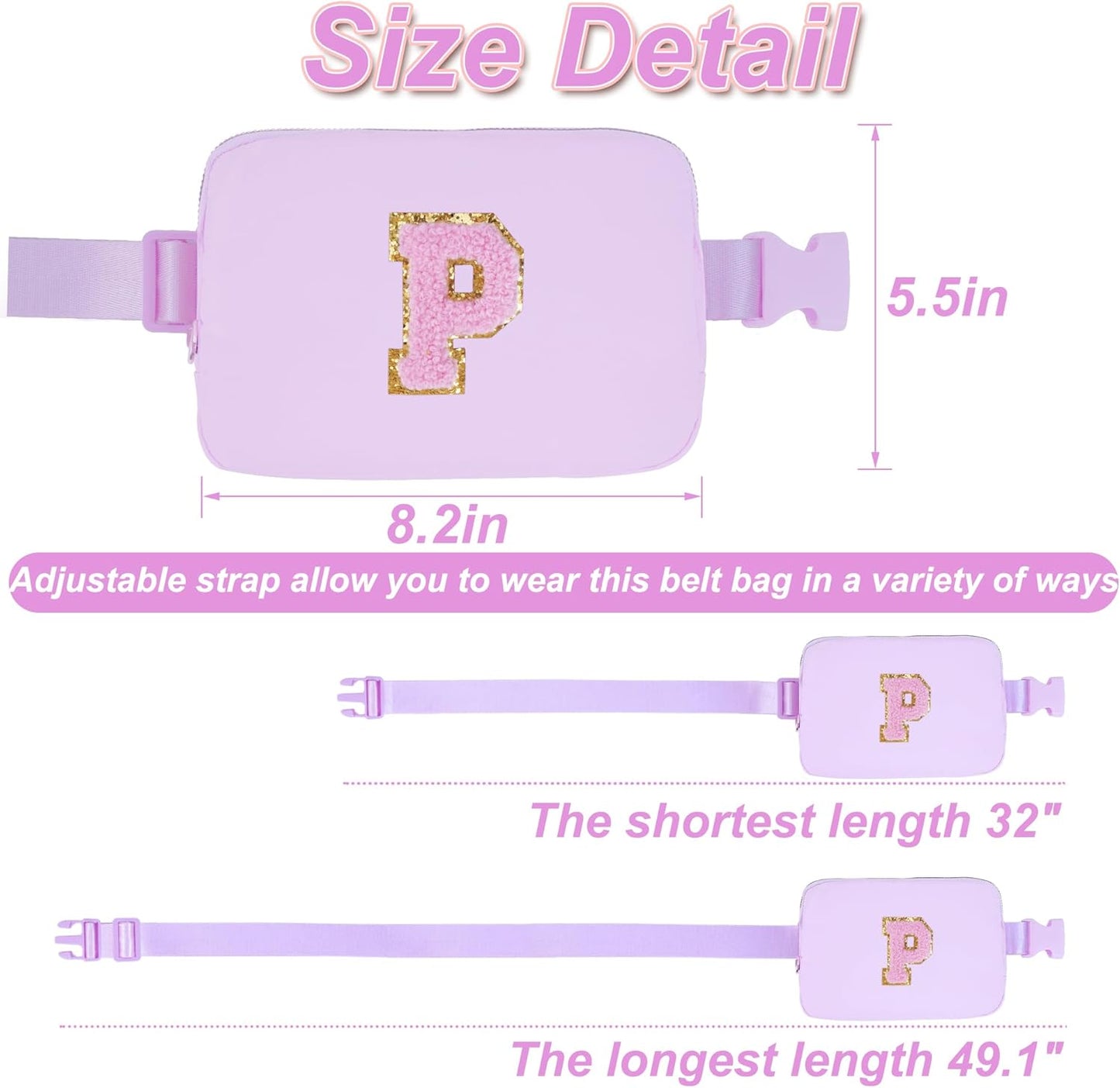 Birthday Gifts for 6 7 8 9 10 11 12 13 Year Old Girls,Fanny Pack Belt Bag Crossbody Bags for Women Girls Kids,Fashion Waist Packs Cute Teen Trendy Stuff Travel Essentials | Lavender,P