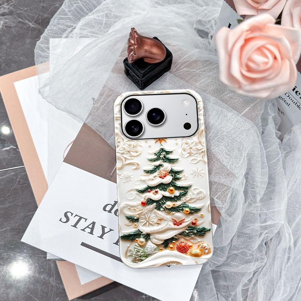 Case for iPhone 17 Pro - Slim Fit Anti-Scratch Phone Case for Girl Women - Christmas Tree Stained Glass (Glossy)