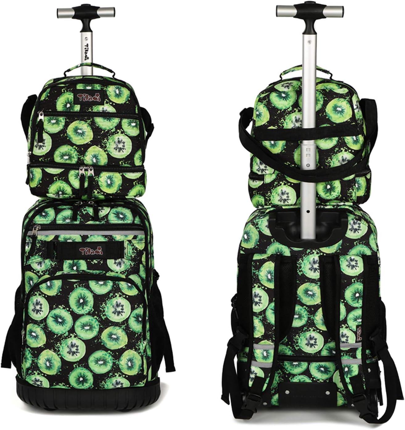 Tilami Rolling Backpack 19 inch with Lunch Bag Wheeled Laptop Backpack (Kiwi)