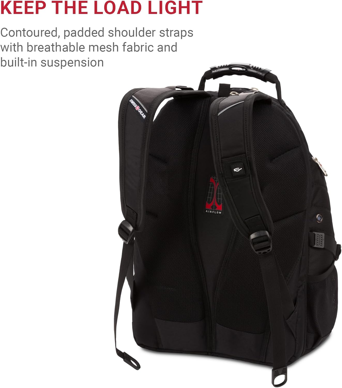SwissGear 1900 ScanSmart 17” Laptop Backpack Black – Reflective Tech Backpack with ScanSmart