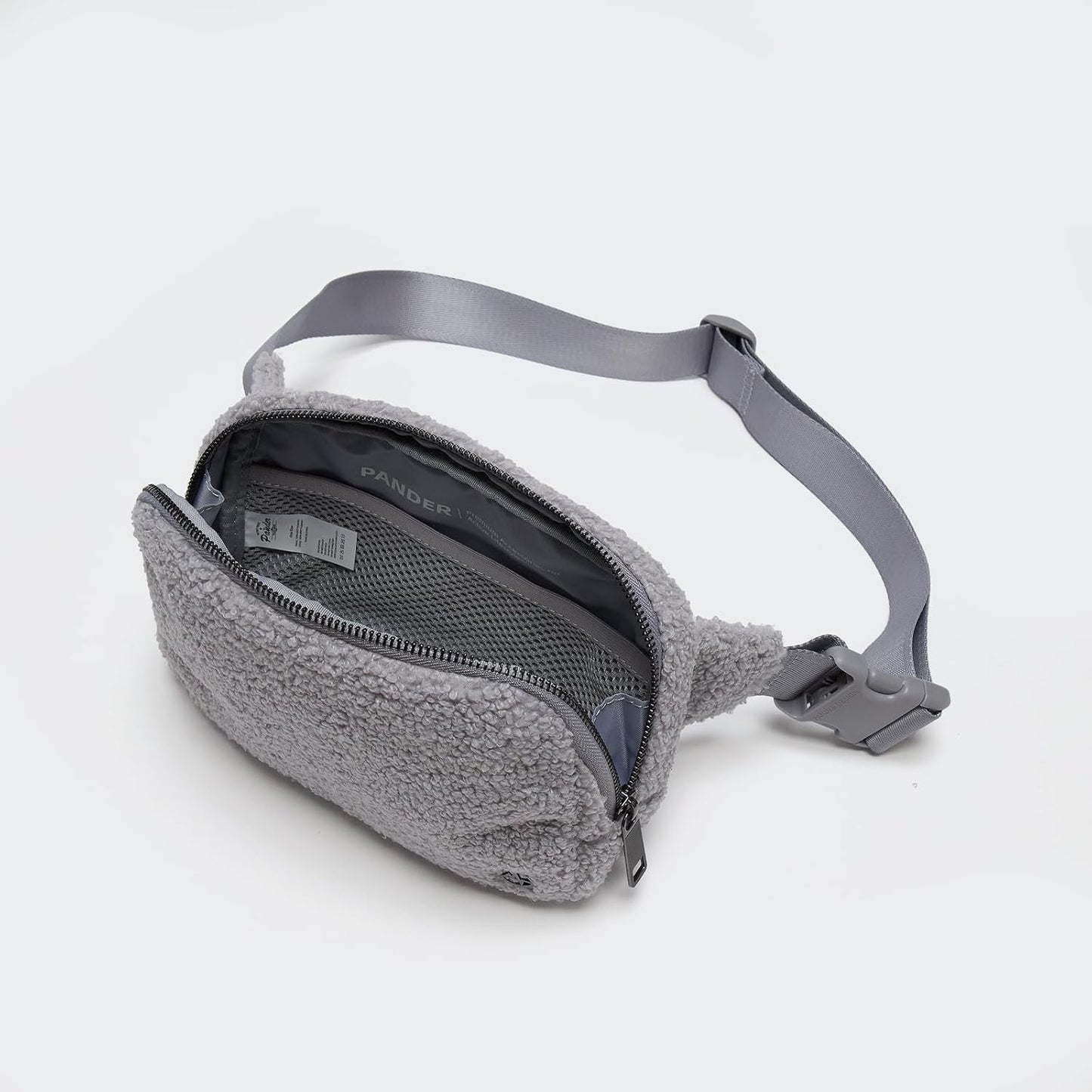 Pander Large 2L Fanny pack Everywhere Fleece Belt Bag for Women and Men with Adjustable strap Belt. (Light Grey)
