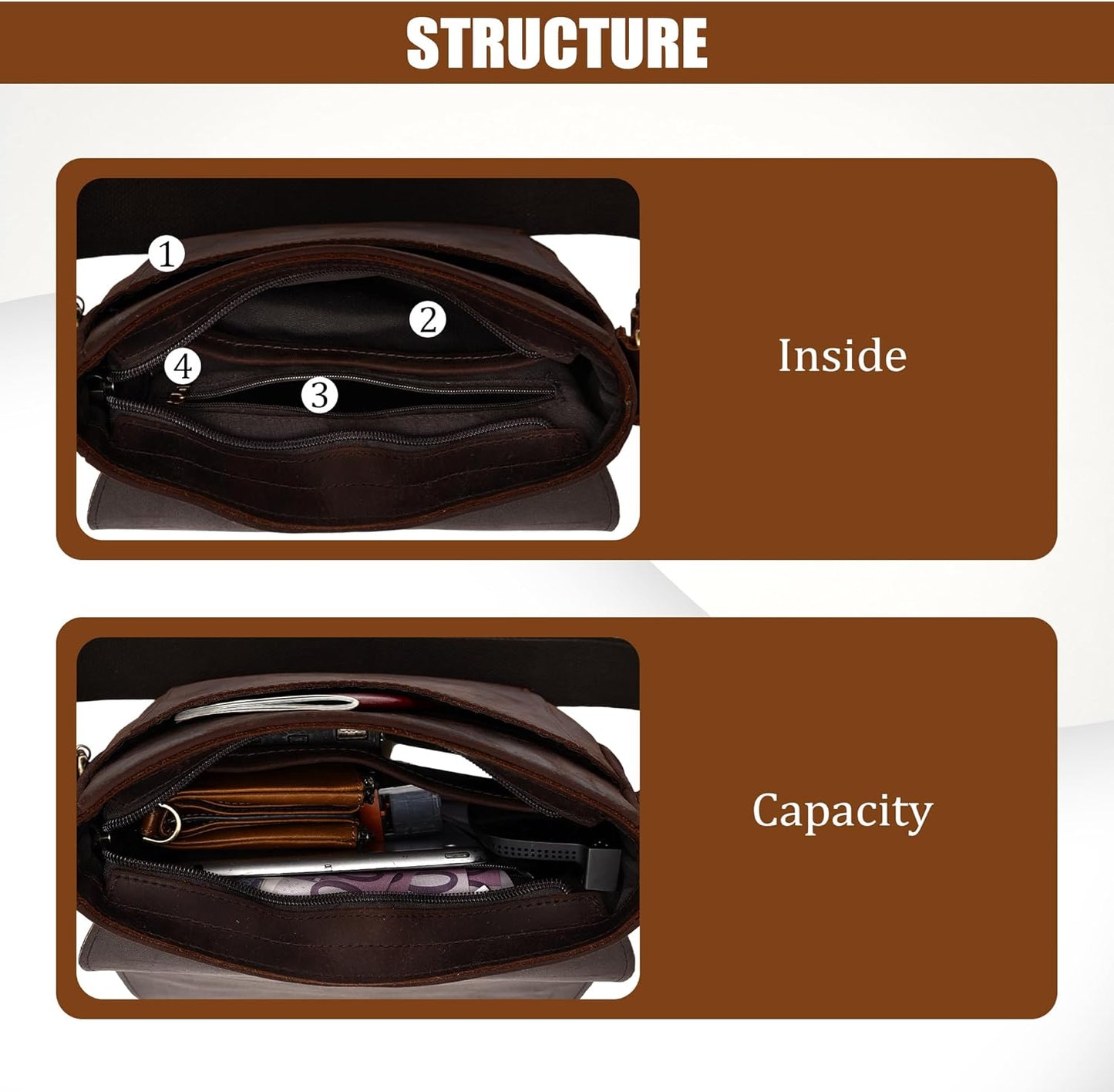 Leathario Crossbody Bag for Men Genuine Leather Small Messenger Shoulder Purse Side Vintage Satchel