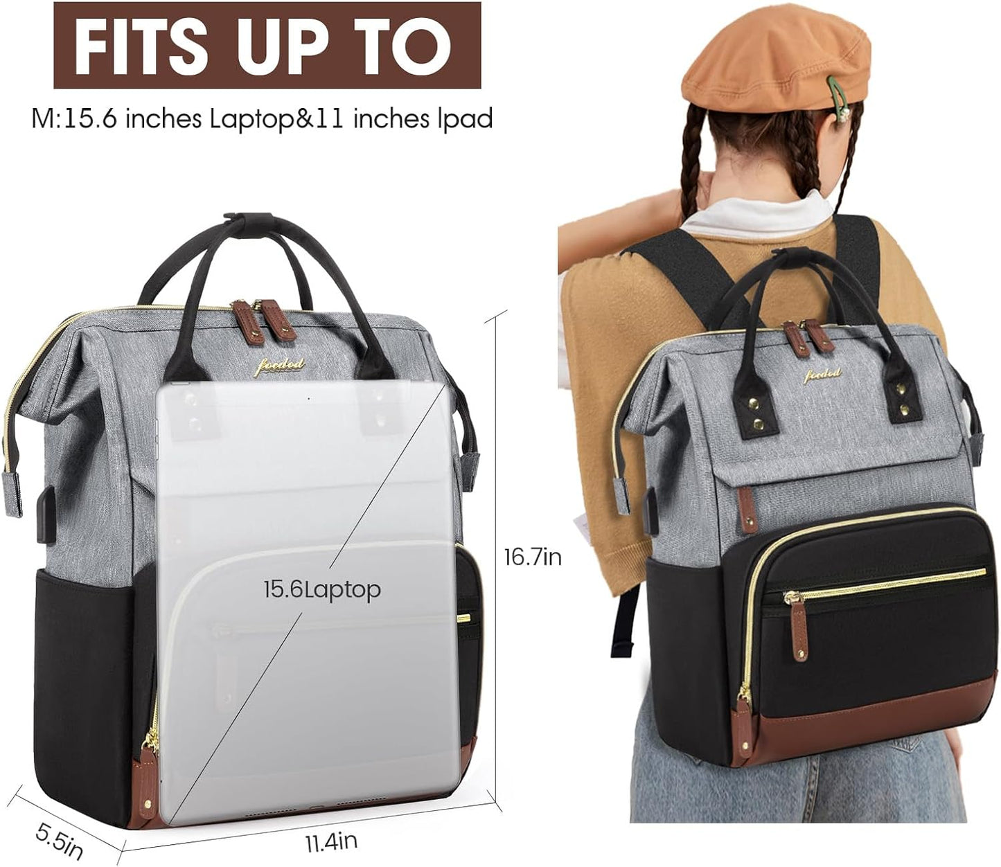 Laptop Backpack 15.6 Inch Professional Womens Purse Computer Bag Nurse Teacher Backpack Waterproof