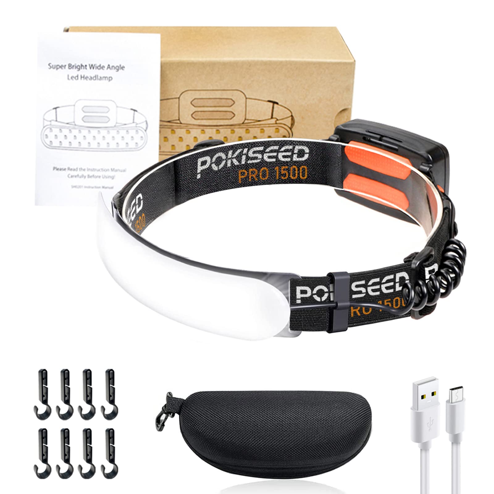 LED Headlamp Rechargeable, Super Bright 1500 Lumens 230° Wide Beam Headlamp, 3 Modes IPX6