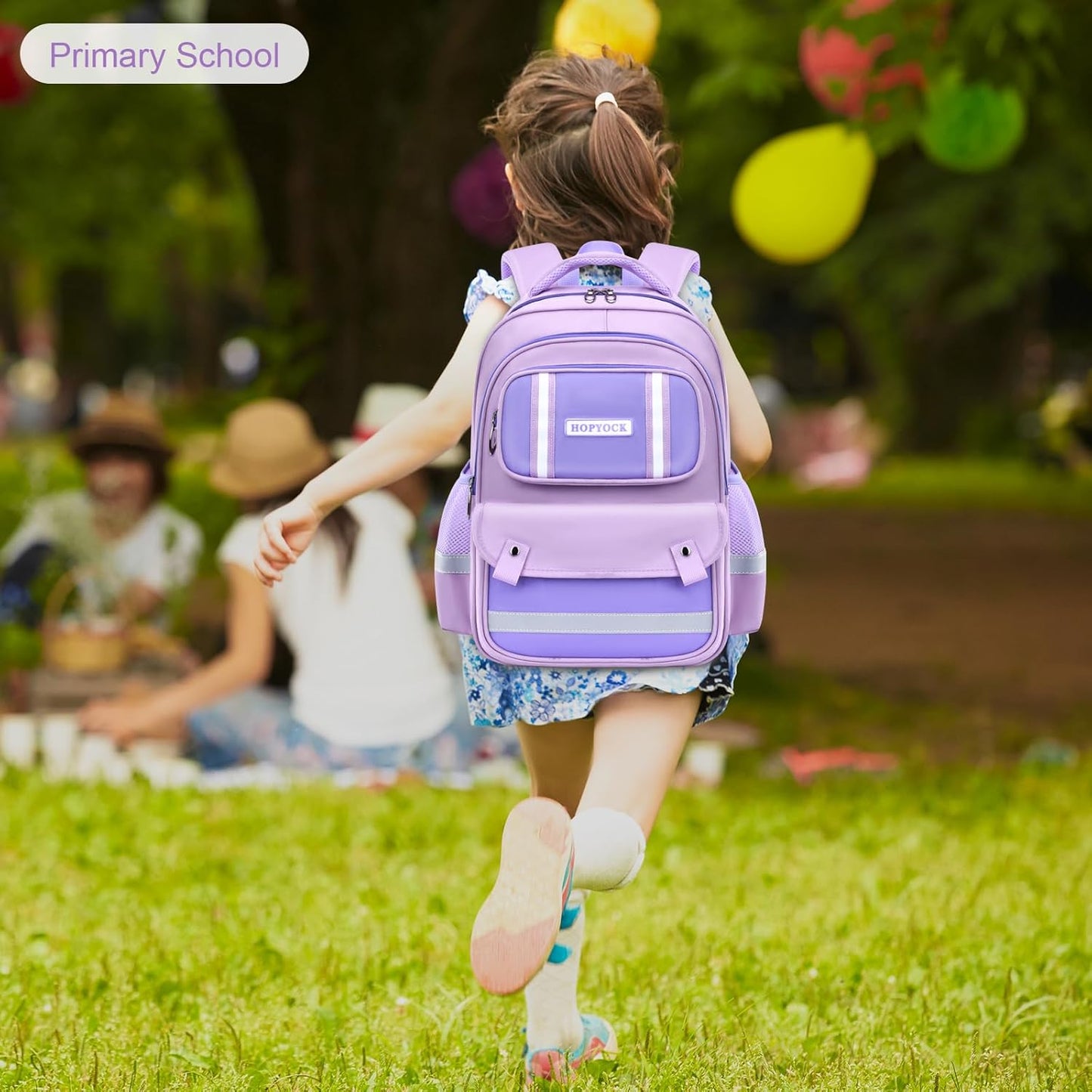 HOPYOCK-School Bags for Girls,Multi-Pocket Unisex Elementary School Backpack with Reflective