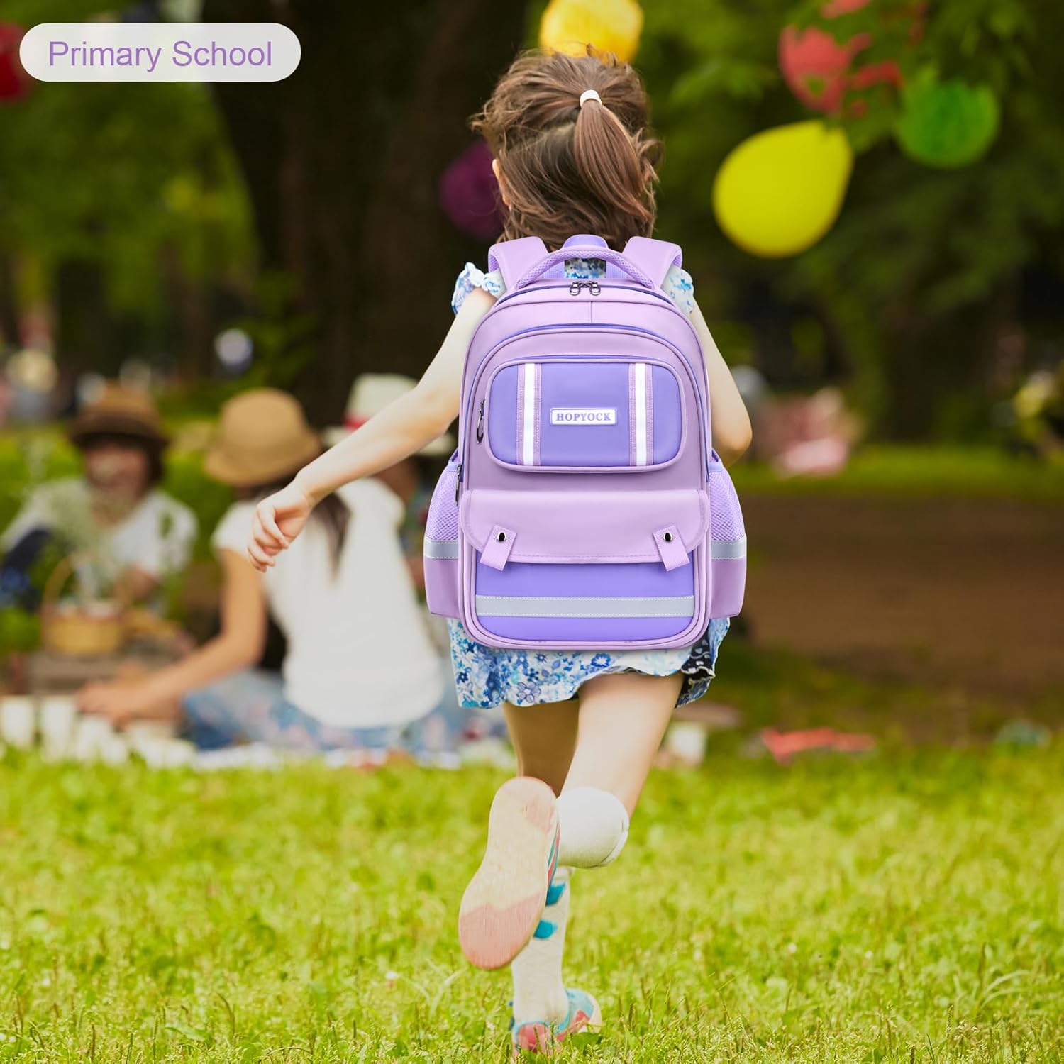 HOPYOCK-School Bags for Girls,Multi-Pocket Unisex Elementary School Backpack with Reflective