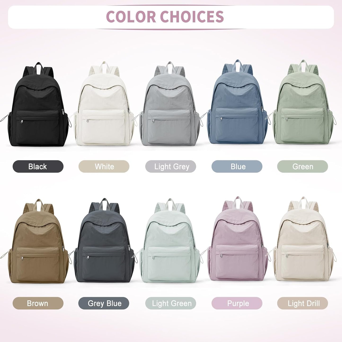 Simple School Backpack For Women Men Aesthetic Medium Backpack Lightweight Casual Daypack College Backpacks Cute Bookbag for Teens Girls Boys Basic Bagpack（Purple）