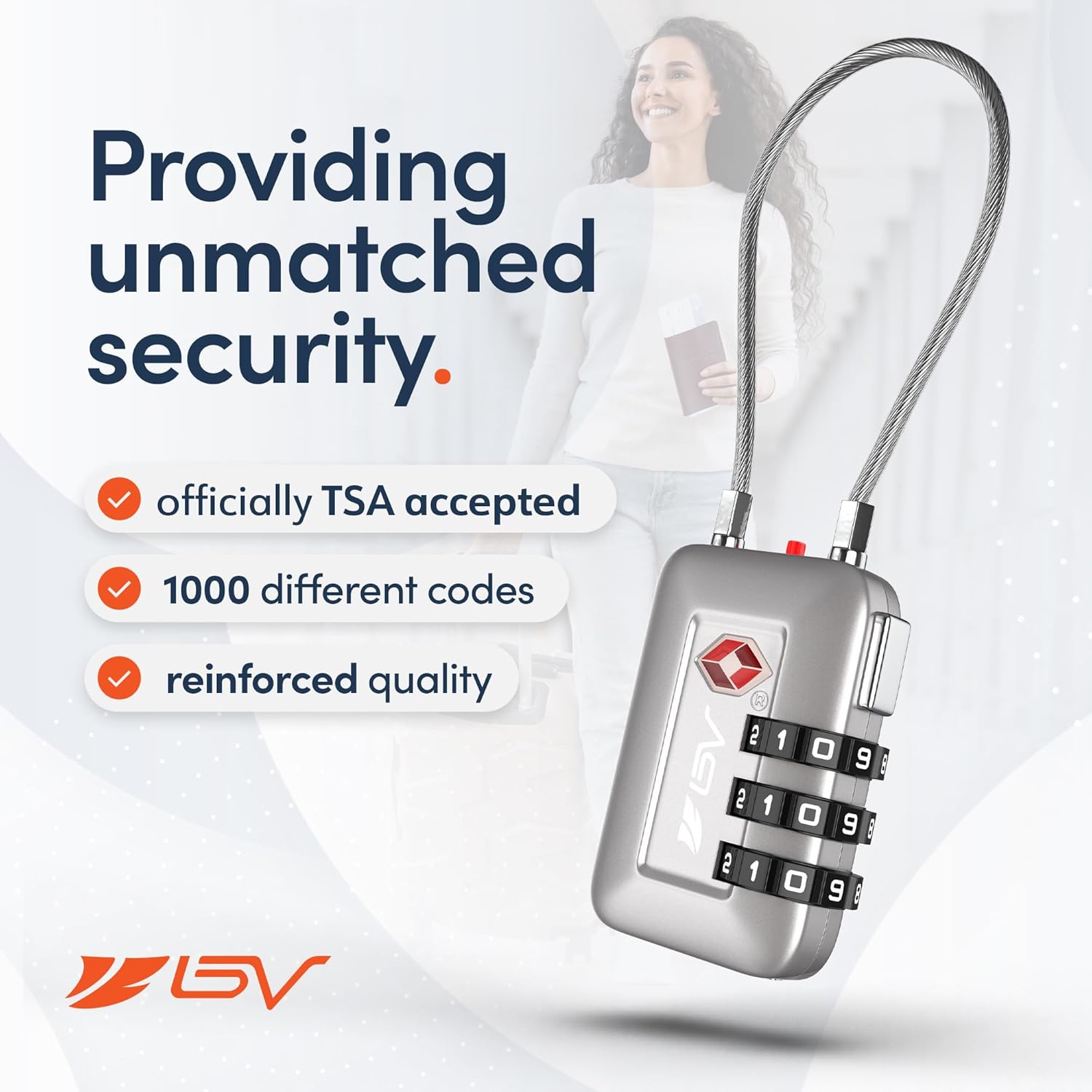 TSA Accepted Luggage Travel Lock, Set-Your-Own Combination Lock for School Gym Locker, Luggage