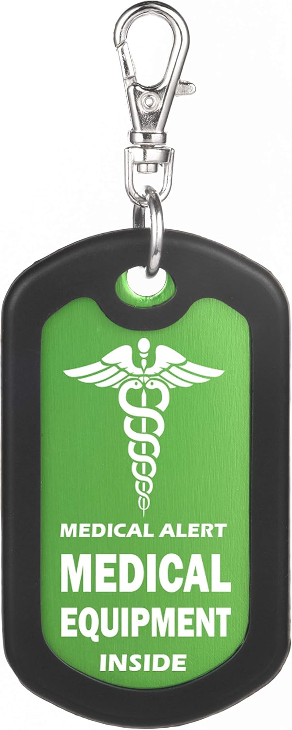 mnmoom Medical Equipment Luggage Tag Medical Alert Zipper Pull Bag Tag(Green)
