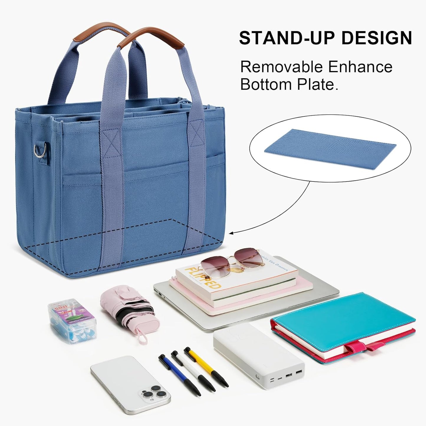 KKXIU Canvas Tote Bag for Women with Zipper and Compartments Crossbody Large Bible Messenger Purse Bag With Pockets