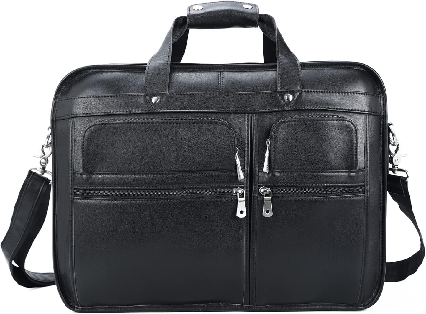 Polare 18.5” Full Grain Leather Laptop Briefcase Messenger Bag Tote For Men Large Fits 17.3” Laptop