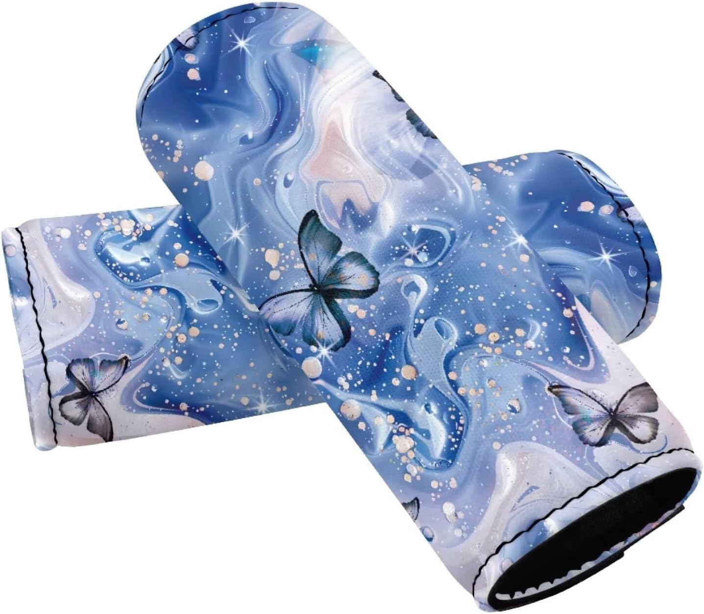 Butterfly Luggage Handle Wraps for Suitcase Blue Marble Soft Trolley Case Grip Cover Door Handle Cover Set for Girls