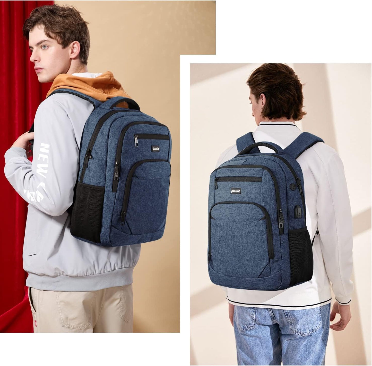 Paude Backpack School, Laptop, Bookbag for Teen Boys 15.6 Inch College, Business, Work, Travel (Blue, 15.6 inch)