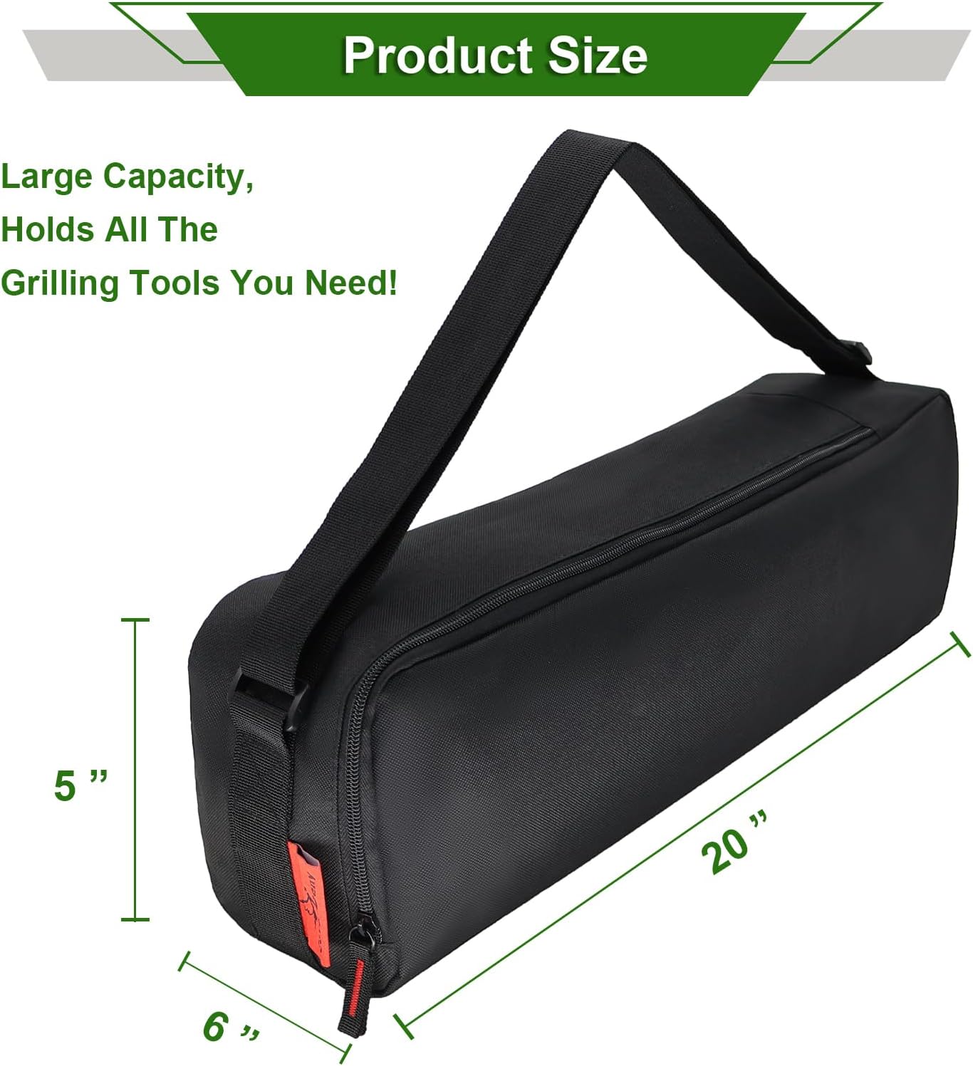 Grill Tool Organizer, BBQ Tool Storage Bag - 20" Heavy-Duty Storage Bag Waterproof 600D Oxford, Folding Design Gift for Camping, Tailgates, Outdoor BBQ Parties (20" Lx6 Wx5 H)