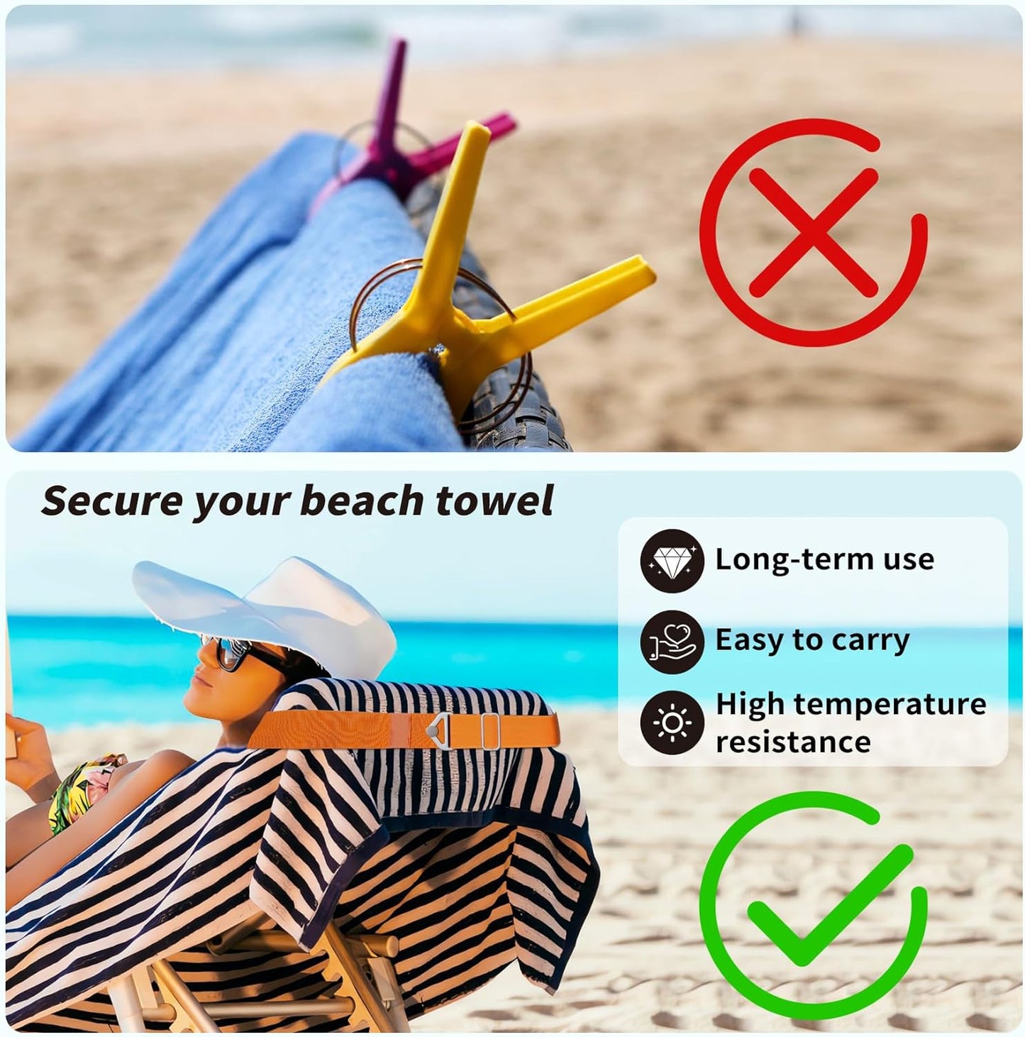 TOOVREN 2-in-1 Luggage Straps Add a Bag Bungees Travel Belt for Luggage Strap for Backpack Attachment Over Handle Carry On Bag Adjustable Elastic Suitcases Belt Travel Accessories Orange