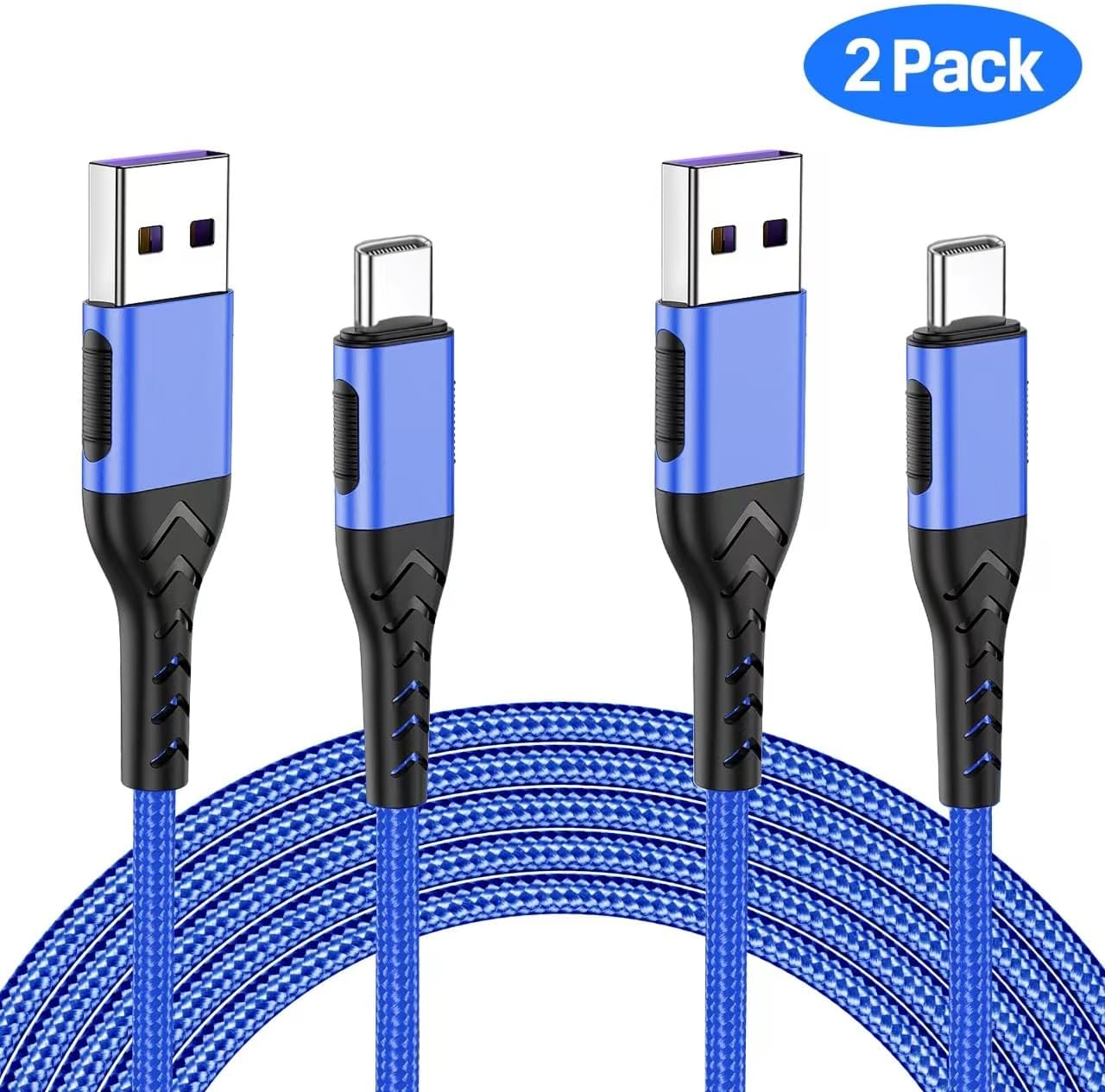 Durcord USB C Fast Charging Cable, Upgraded 2Pack 6ft USB C Charger for Android Phone Pad, Type C Charger Braided USB Cable Compatible with iPhone 15/Pro/Plus/Max - Blue