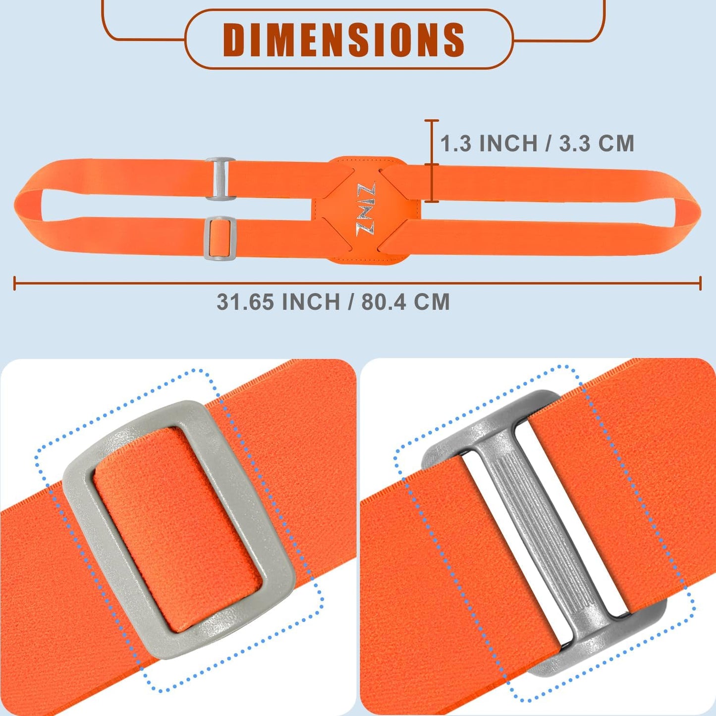 ZINZ Luggage Strap, High Elastic Suitcase Belt Adjustable Bag Bungees for Easier Travel，Orange